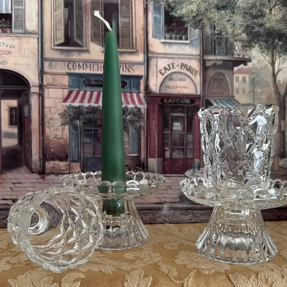 PartyLite P9246 Quilted Crystal Pair Pedestal Candle Holders - Picture 6 of 12